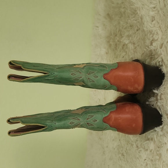 Ariat Women's Manzanita Pink Green Western Boots - Size 7.5 B - Picture 4 of 8